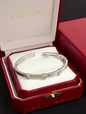 Cartier Style Silver Cuff Bangle for Women